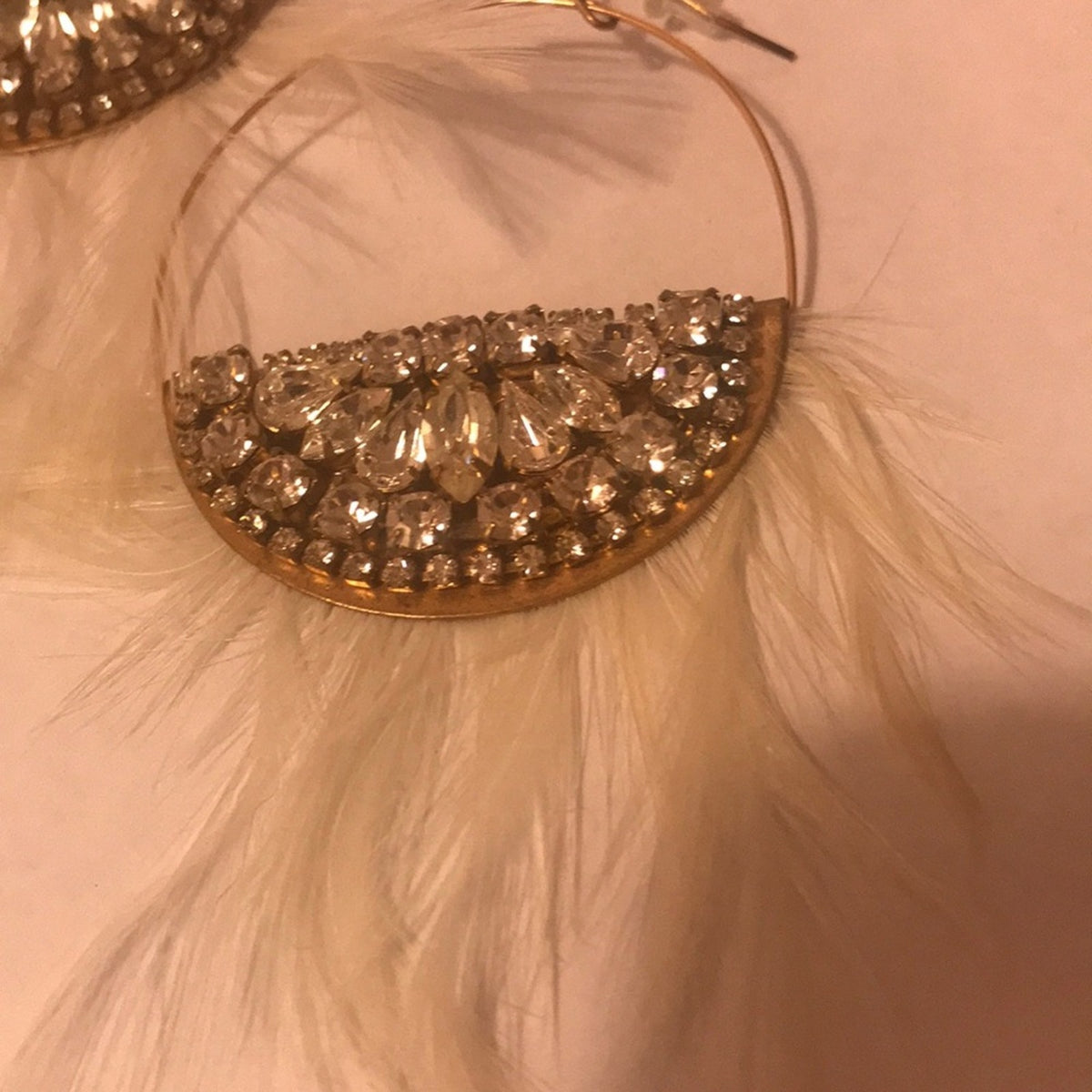 Boho rhinestone feather-earrings