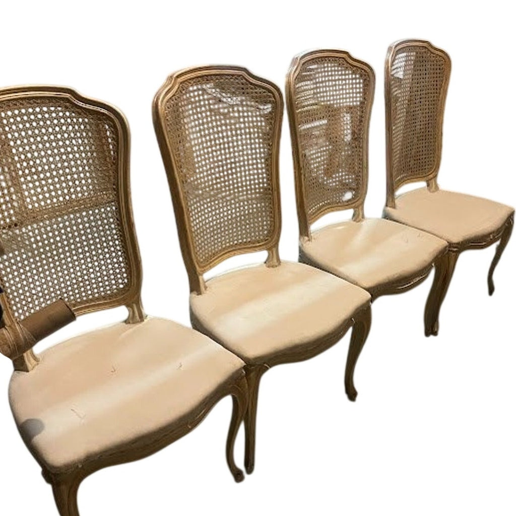 Set of 6 Vintage Italian Cane Back Dining Chairs Ready to Upholster