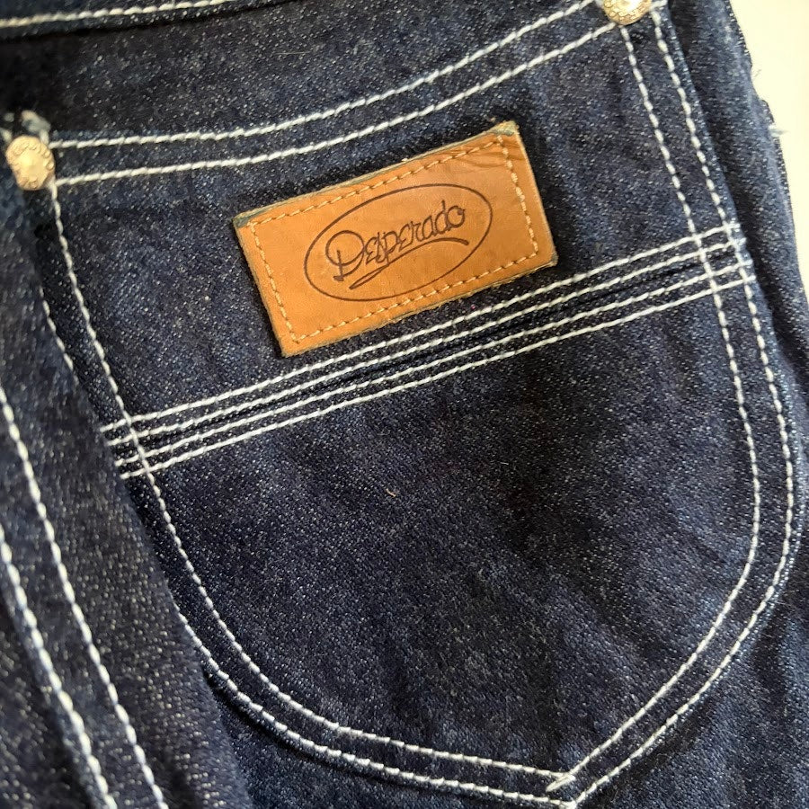 NOS Deadstock Vintage 70s Desperado Harry Tracy Cinch Back Flare Jeans 26