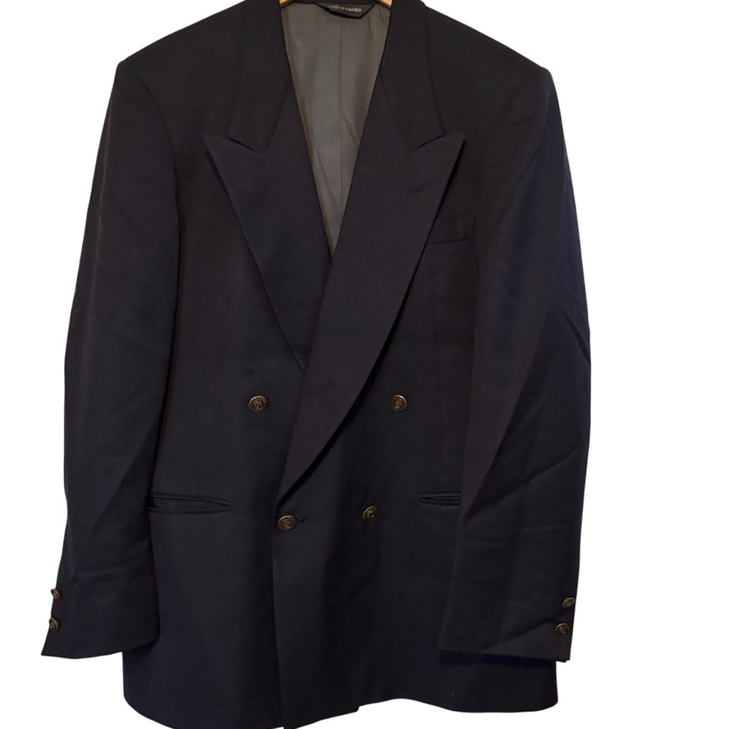 Vintage Pierre Cardin Navy Wool Double Breasted Blazer 40R | Old Money Ivy