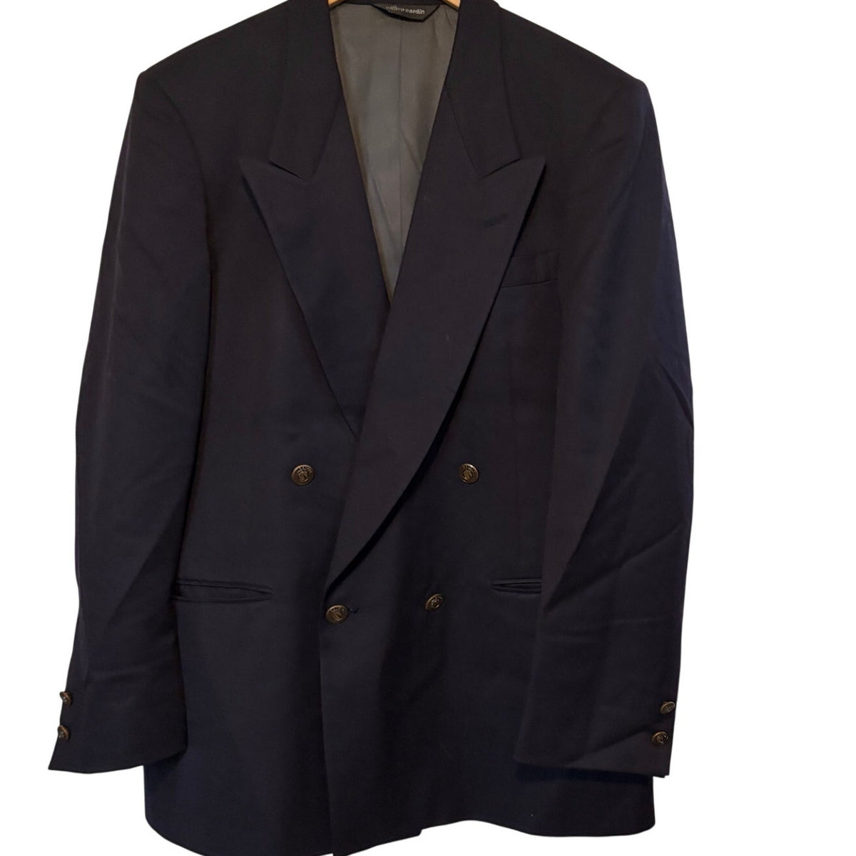 Vintage Pierre Cardin Navy Wool Double Breasted Blazer 40R | Old Money Ivy
