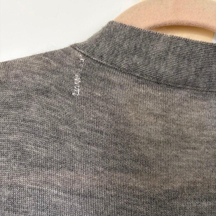 Stella McCartney Gray Tie Neck Puff Sleeve Knit Top Made in Italy XS/S
