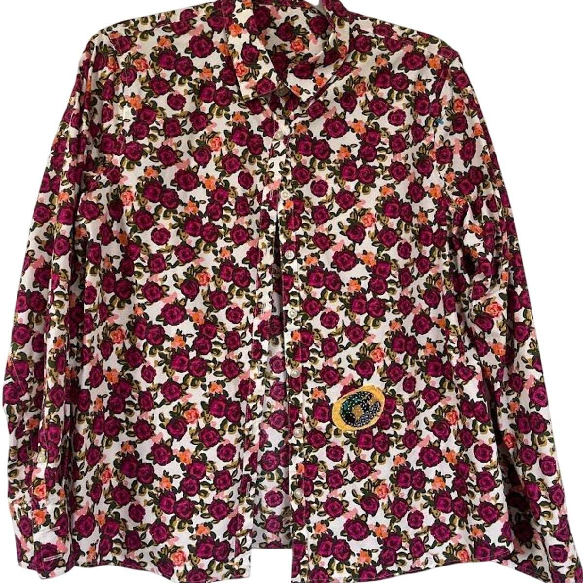 Anthropologie x Orla Kiely Begonia Print Blouse Pink Red Floral Fall 2013 Size  | M