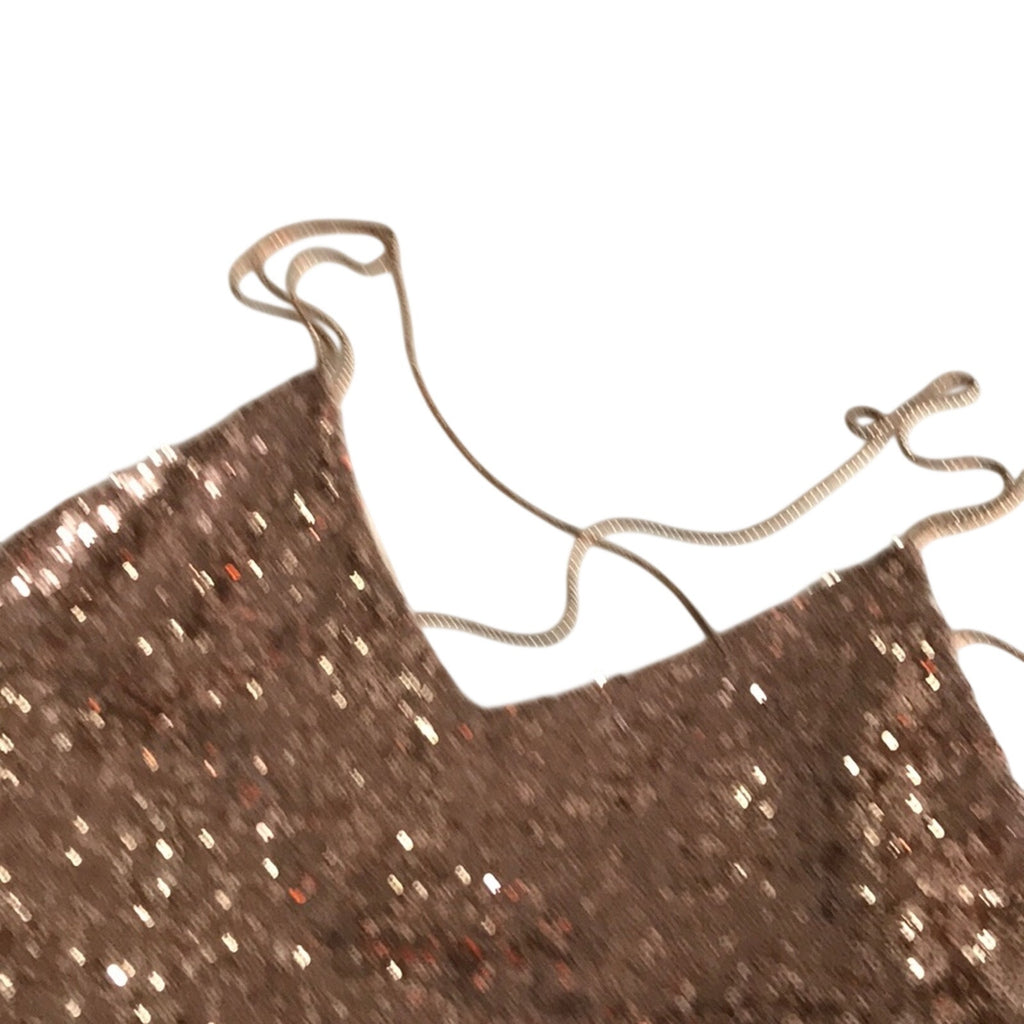 Zara Rose Gold Sequin Slip Dress Homecoming Formal Party Midi Size M