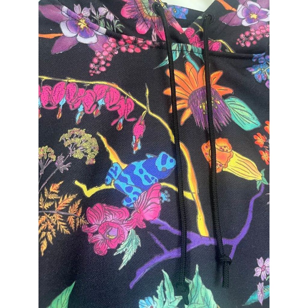 Adidas Poisonous Garden Floral Cropped Hoodie Sweatshirt Logo 3 Stripes RARE S