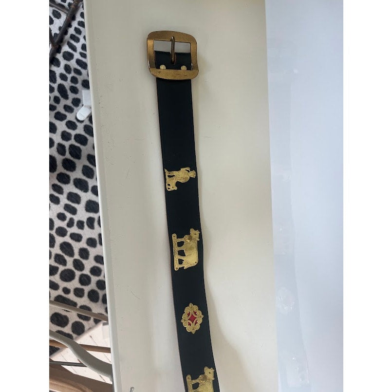 Vintage ETRO Appenzeller Belt Cow Swiss Folk Studded Leather Size 40