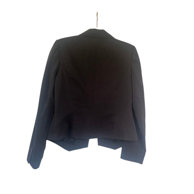 Vintage Blushe Black Tailored Blazer Rounded Collar Button Front Womens Size 8