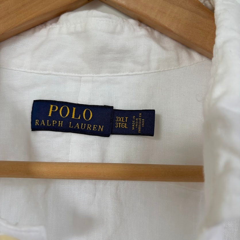 Polo Ralph Lauren White Linen Button Down Shirt 3XL Oversized Made in India
