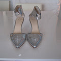 Cole Haan Grand.OS | Silver Metallic Bow Ankle Strap Heel | Size 9.5
