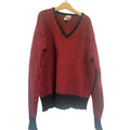 Vintage 80s Lord & Taylor Red Black Lambswool Sweater Post Punk New Wave