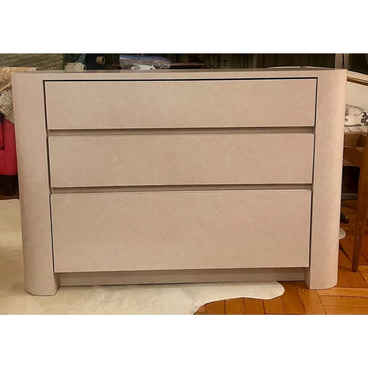 Coastal grandmother Blush Pink Dresser - Vintage  80s   lots of storage