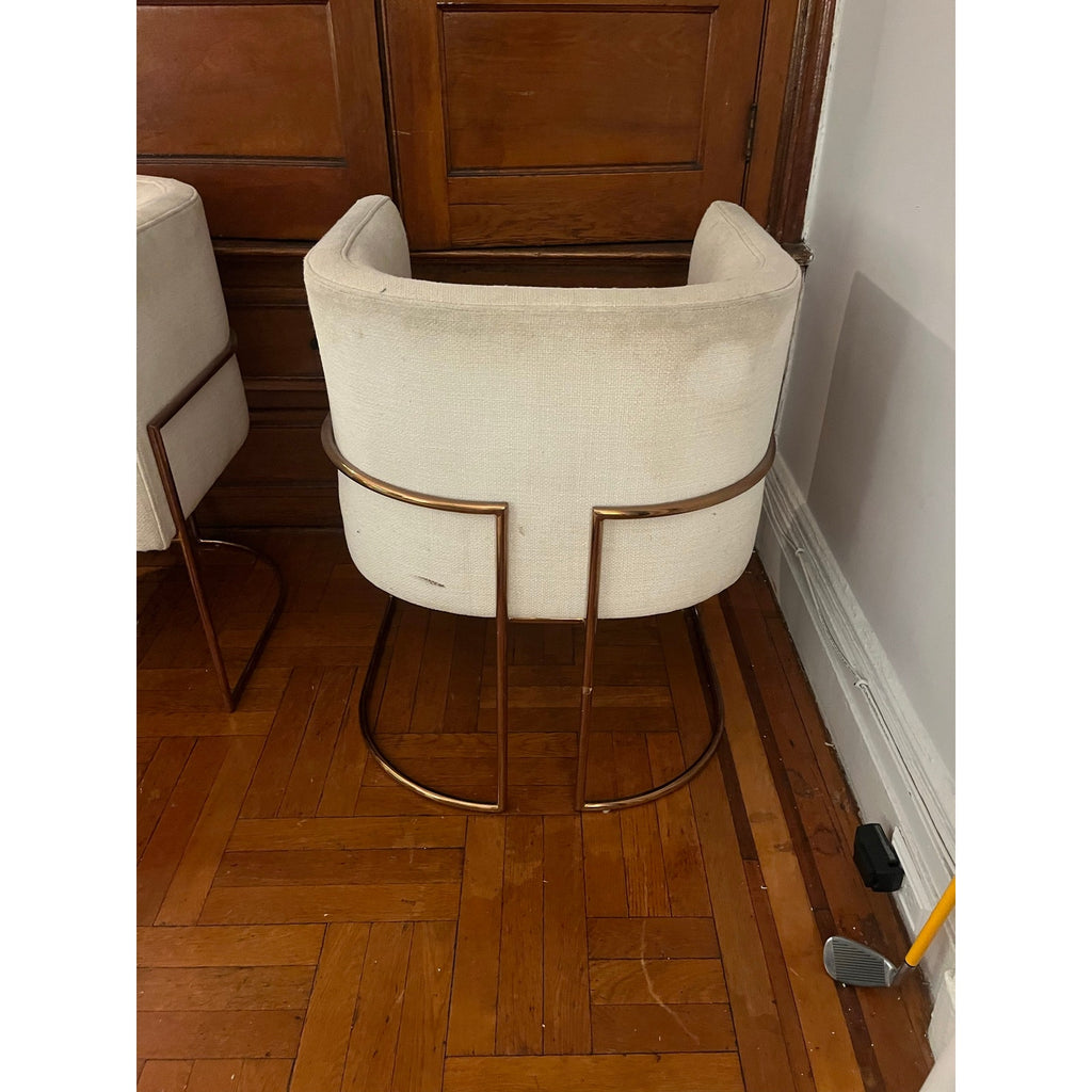 Sunday Pick. North Hoboken. Pair of Anthropologie Barrel Chairs. Rose Gold Frame