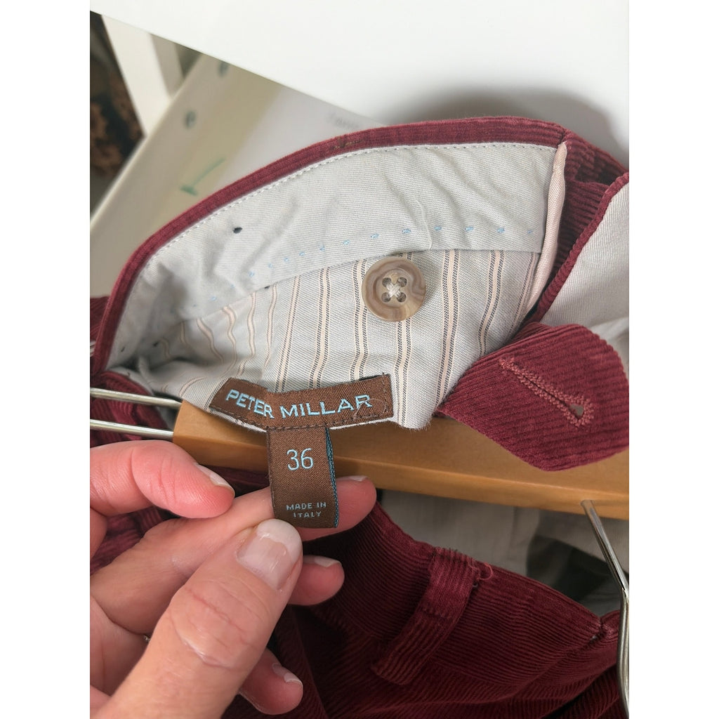 Peter Millar Burgundy Corduroy Pants Duca Visconti Italian Cord Mens 36