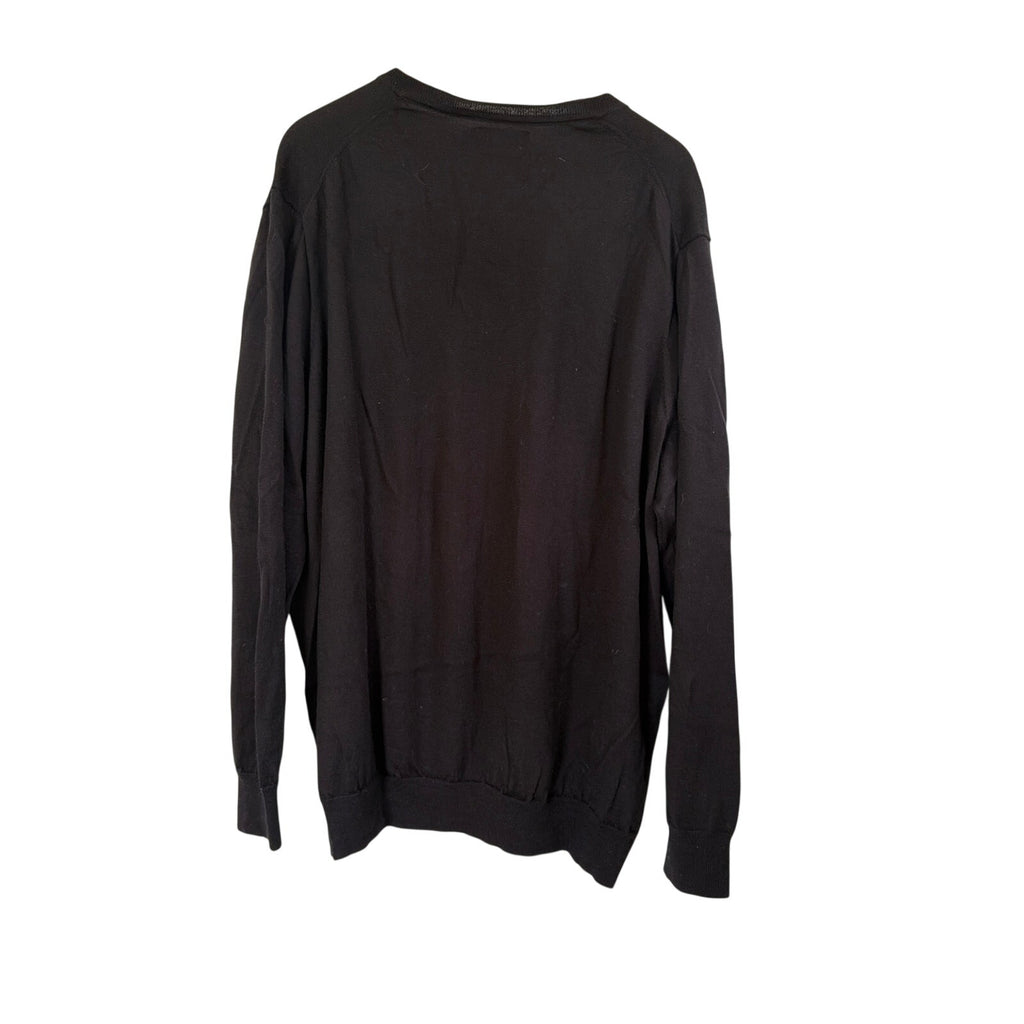 Polo Ralph Lauren Mens Black Washable Merino Wool V-Neck Sweater 4XB Big
