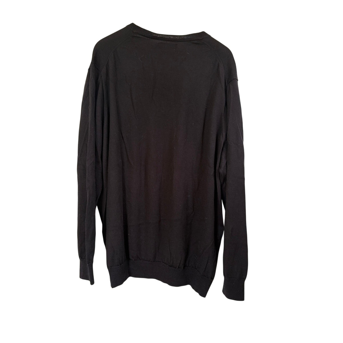 Polo Ralph Lauren Mens Black Washable Merino Wool V-Neck Sweater 4XB Big