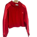 Adidas Originals Scarlet Red Cropped Hoodie Neon Pink Stripes Size M EJ9345