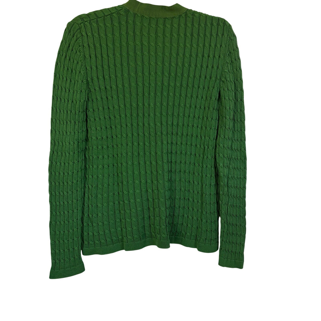 Vintage Salvatore Ferragamo Green Cable Knit Cardigan Cotton Made in Italy M