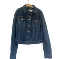 Paige "Vermont" Denim Trucker Jacket in Dark Wash Blue Jean. Size S
