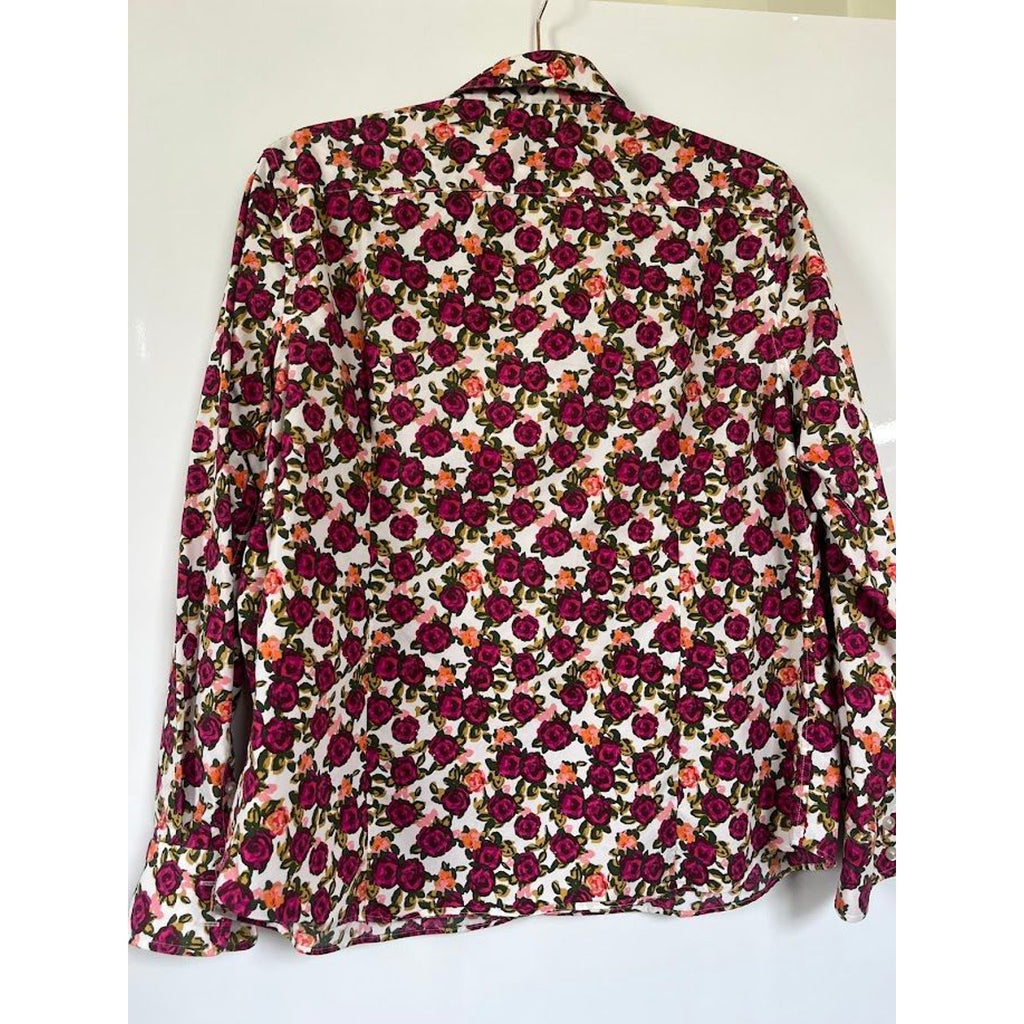 Anthropologie x Orla Kiely Begonia Print Blouse Pink Red Floral Fall 2013 Size  | M