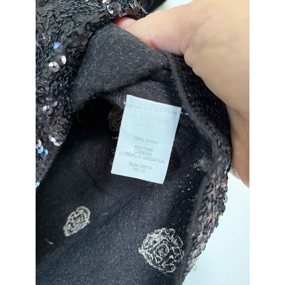 J.Crew Black Sequin Polka Dot Top Short Sleeve Holiday Party Blouse Womens L