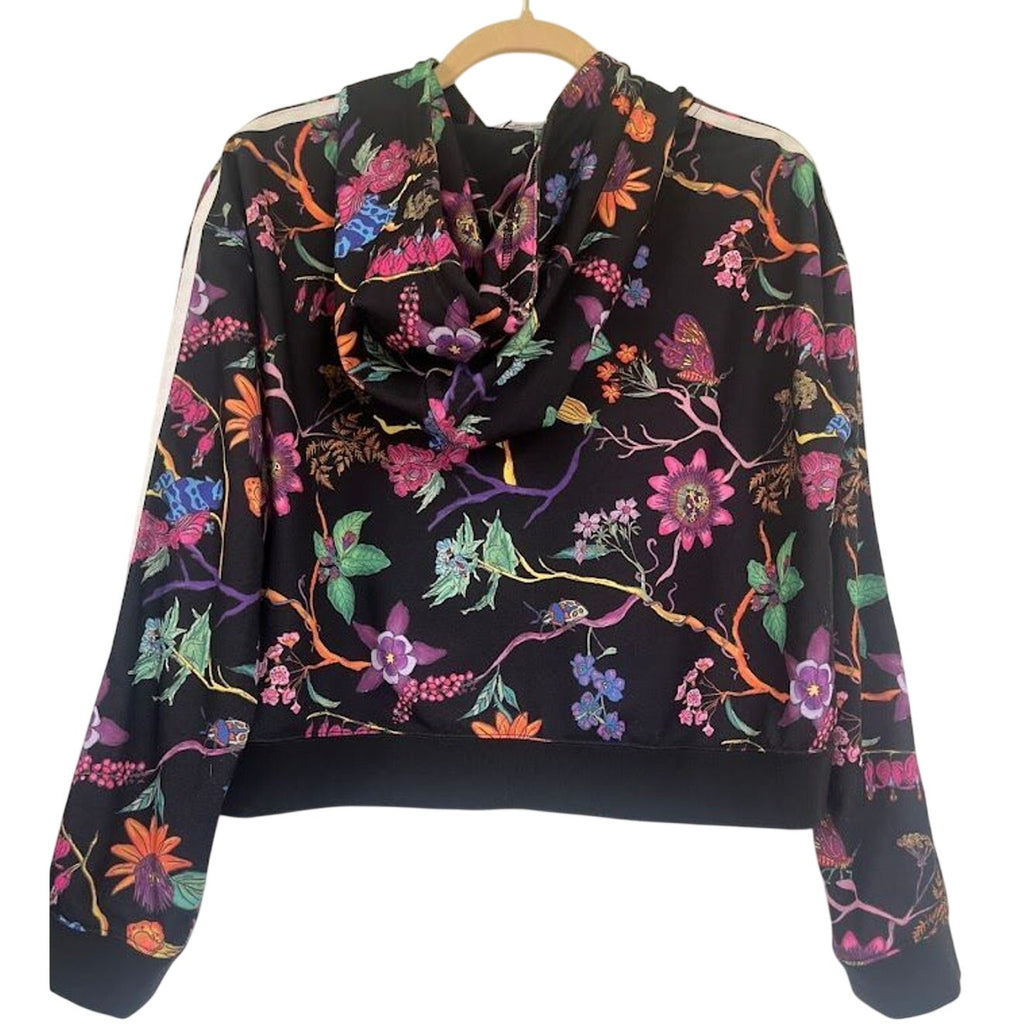 Adidas Poisonous Garden Floral Cropped Hoodie Sweatshirt Logo 3 Stripes RARE S