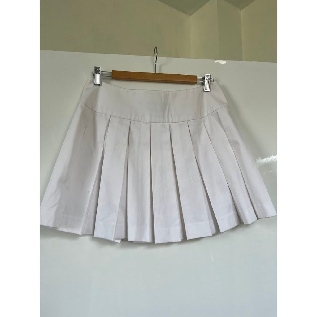 Brooks Brothers Country Club white pleated A-line chino skirt