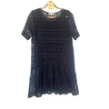 Reiss Navy Lace Midi Dress Wedding Guest Drop Waist Openwork Lined Size US 8