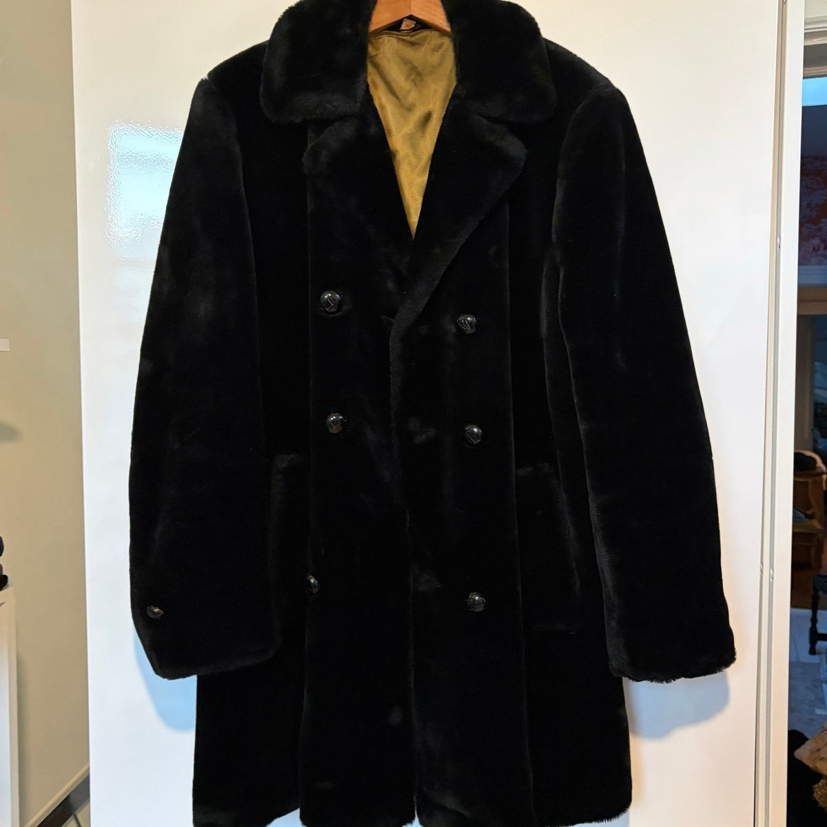 Vintage Royal Sealino Black Faux Fur Coat Large | Old Hollywood Glamour