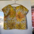 Alice + Olivia Floral Brocade Crop Top Gold Yellow Pink Made in USA