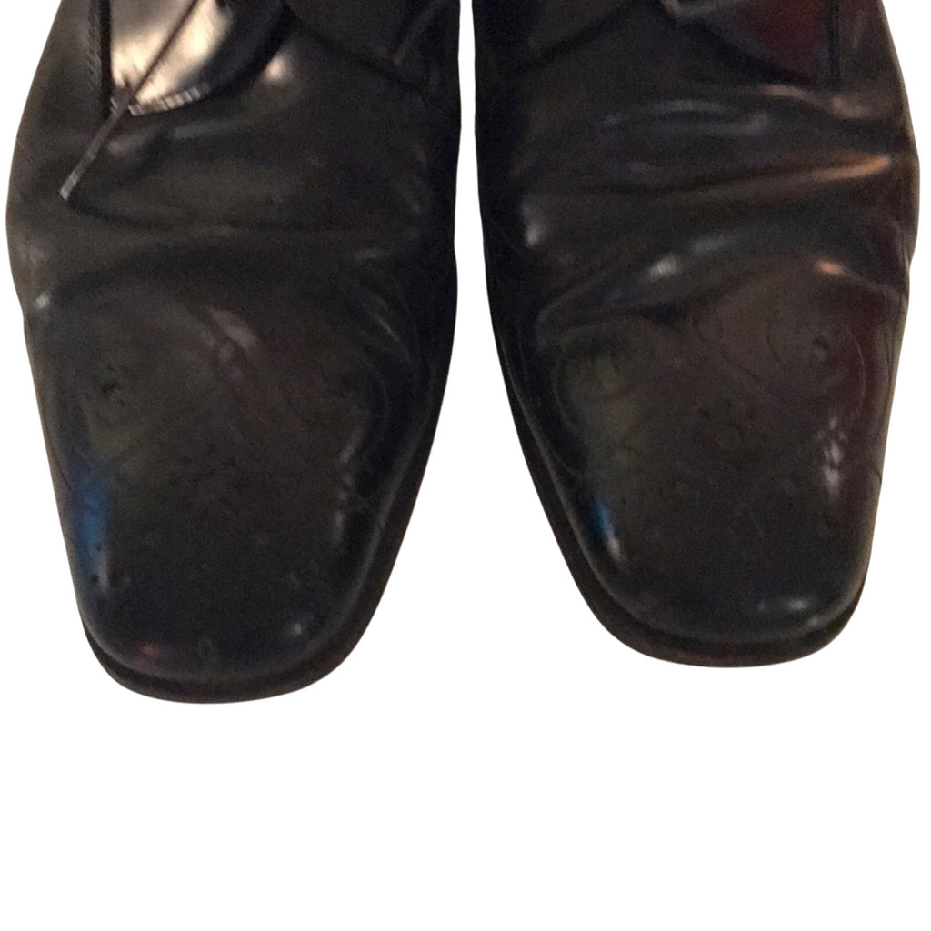 Prada Men’s Black Leather Wingtip Brogue Dress Shoes Size 38.5 Fits US 10-10.5