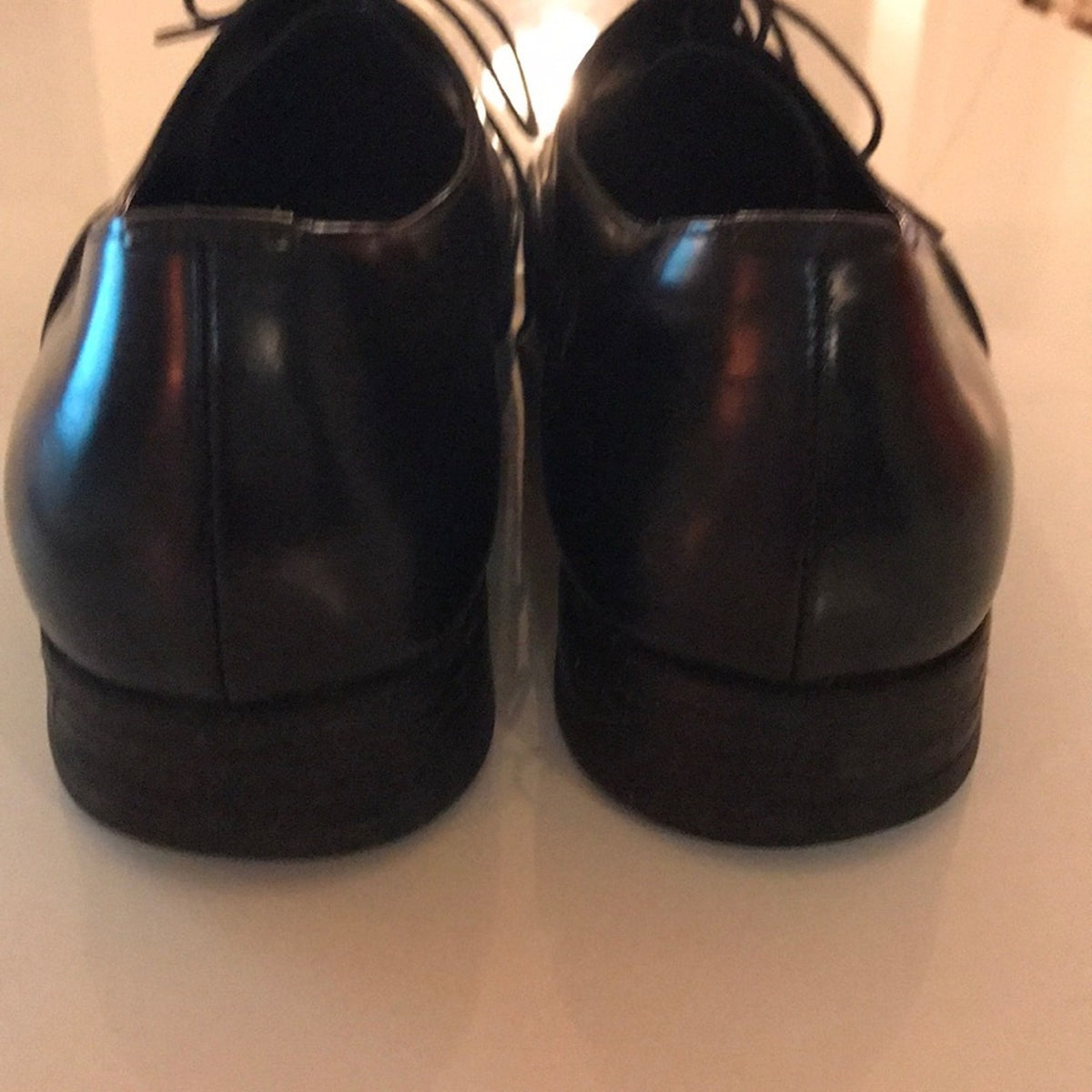 Prada Men’s Black Leather Wingtip Brogue Dress Shoes Size 38.5 Fits US 10-10.5