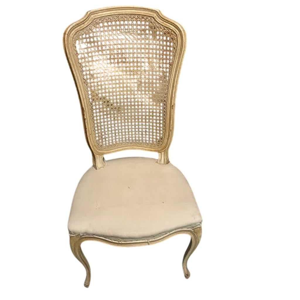 Set of 6 Vintage Italian Cane Back Dining Chairs Ready to Upholster