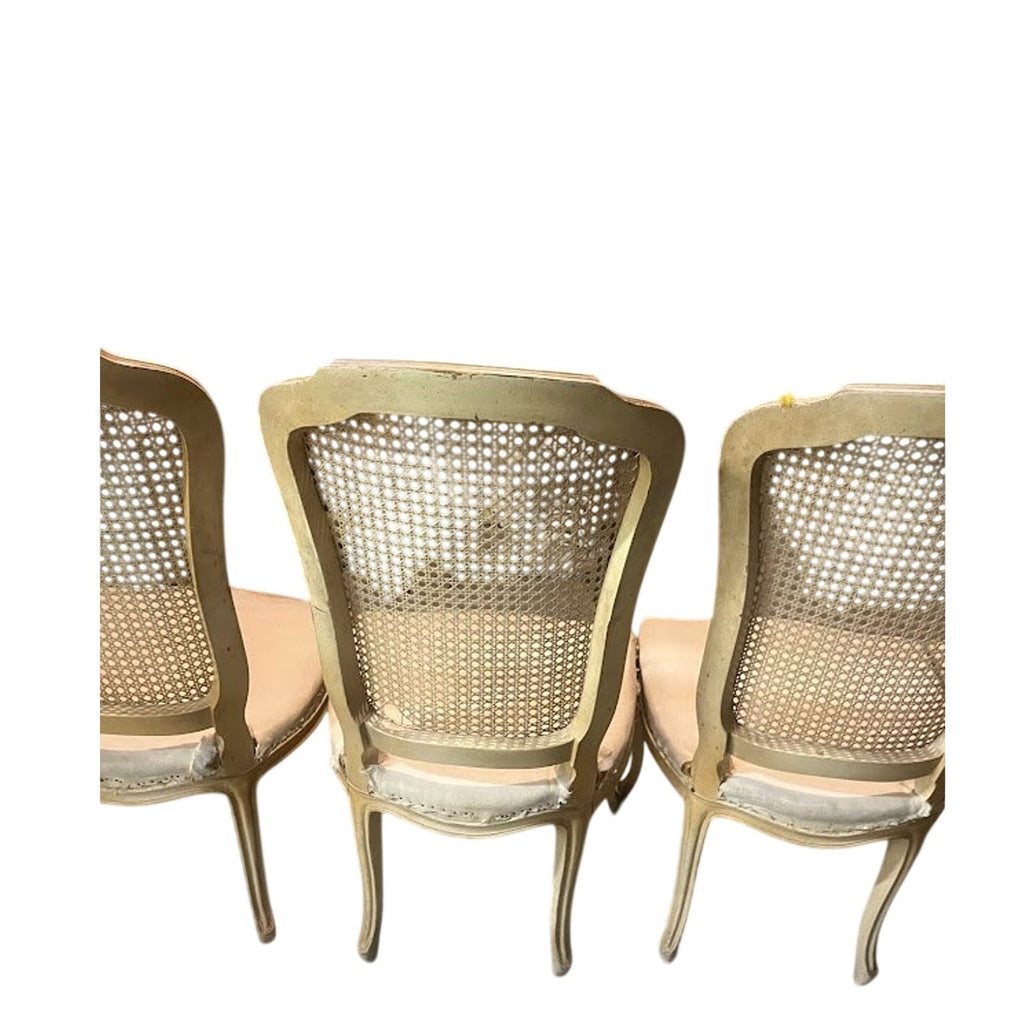Set of 6 Vintage Italian Cane Back Dining Chairs Ready to Upholster