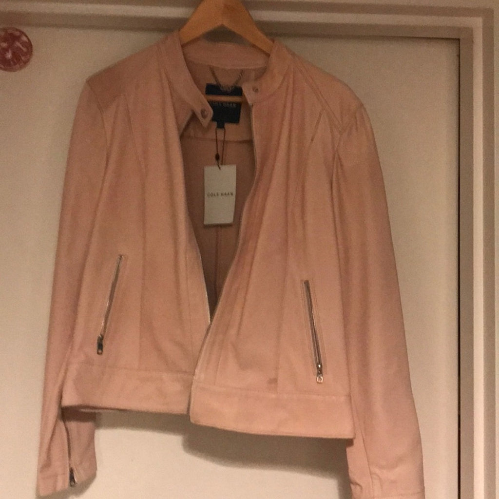 Cole haan blush pink leather jacket size L NWT