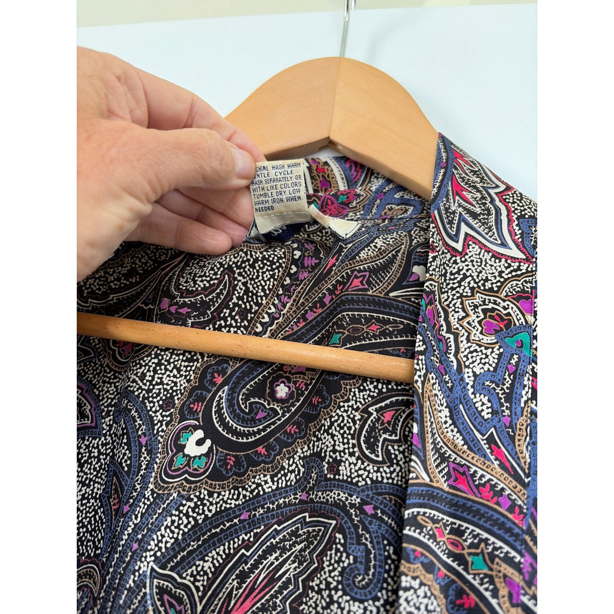 Vintage Marie Ellyse Paisley Maxi Robe Silky Long Dressing Gown Purple Womens L