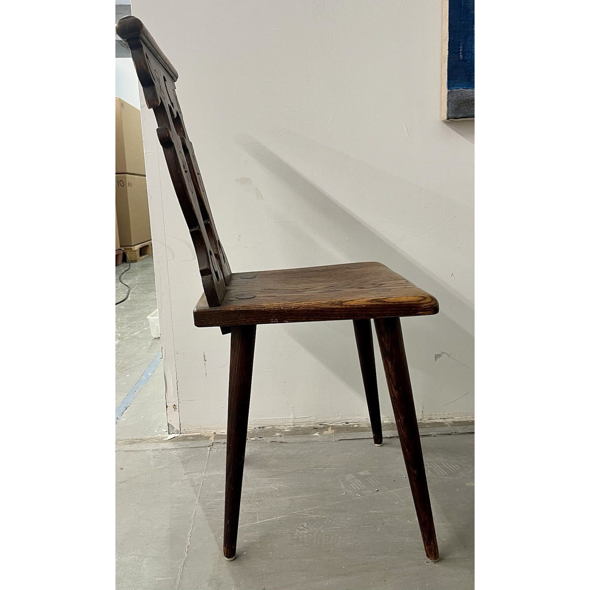 Sunday Pick Up  Hoboken - Vintage French Brutalist Chair - Celestial Motif Moon Cutouts
