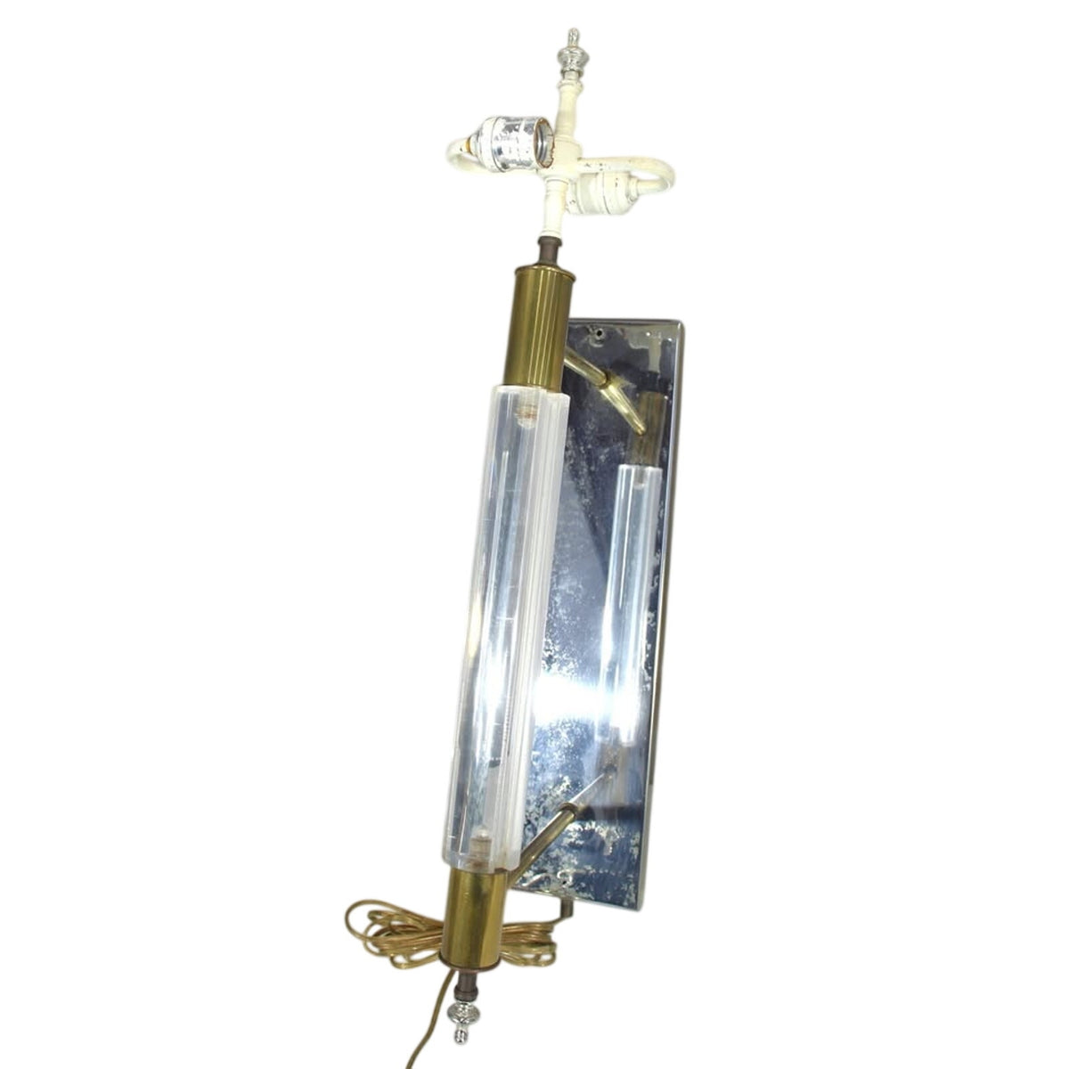 MCM Vintage Chrome+ Brass + Lucite Wall Sconce | Modernist