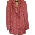 Zara Red Tweed Double Breasted Blazer Gold Buttons XS | Parisian Polish