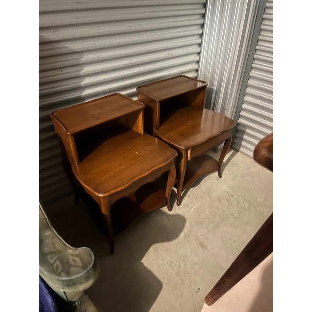 Grandmillennial French Provincial Two-Tier End Tables or Night Stands |  Pair