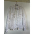 Theory Mens 100% Linen White Button Down Shirt Long Sleeve Chest Pockets