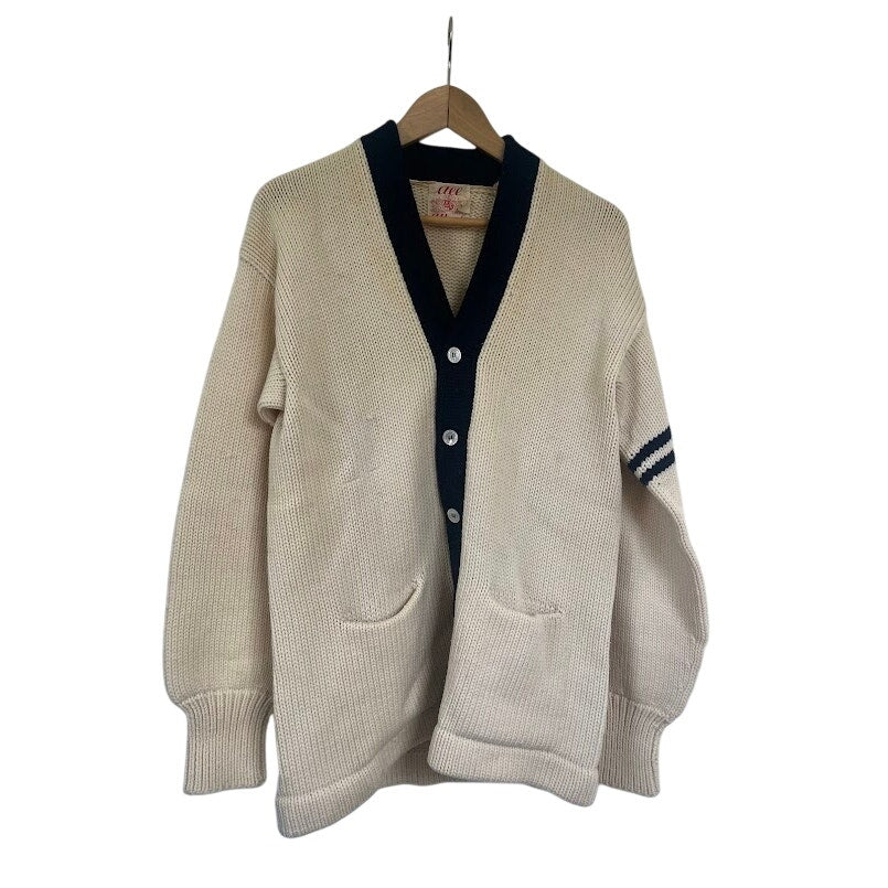 True Vintage 50s 60s Ace Sportswear Heavy Wool Letterman Sweater Cardigan Chunky Low Slung Pockets