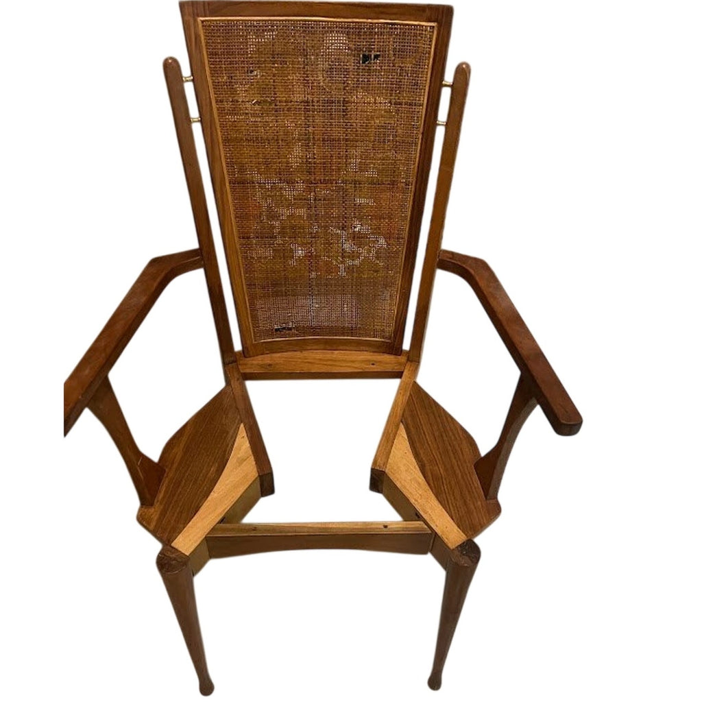 Set of 6 Vintage Cane Back Dining Chairs Sculptural Wood Frames  MCM