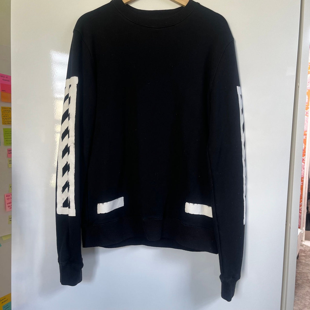 Off-White c/o Virgil Abloh Diagonal Stripe Crewneck Sweatshirt – Black/White