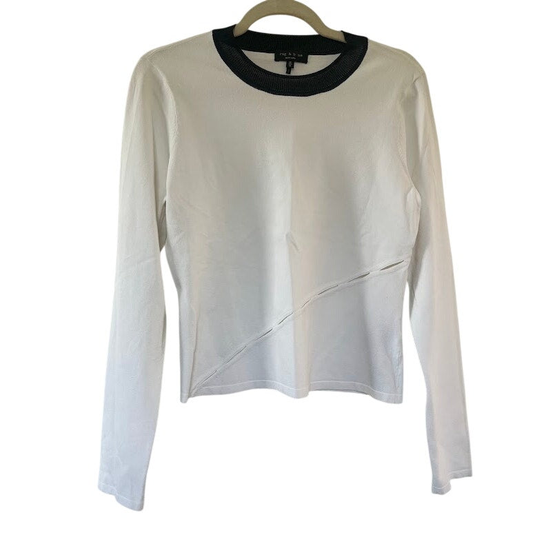 Rag & Bone White Black Cutout Detail Long Sleeve Sweater Never Worn Size M