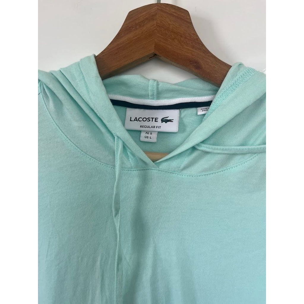 Lacoste Mint Green Lightweight Hoodie Size L Crocodile Logo