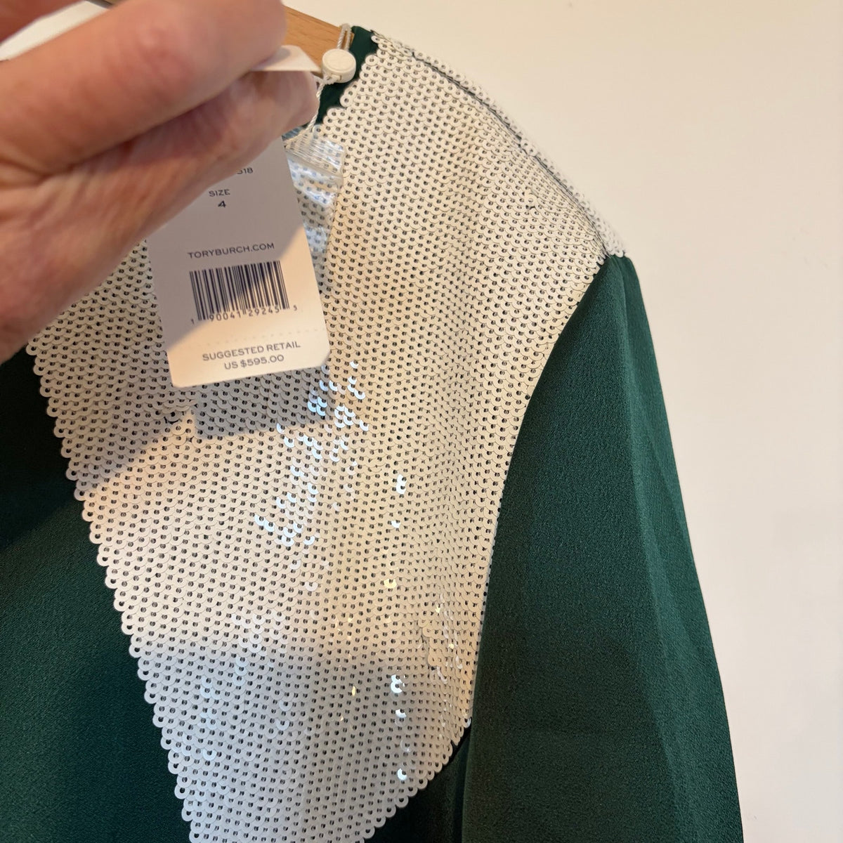 Tory Burch Green Sequin Argyle Sweater NWT Size 4 | Holiday Party Sparkle