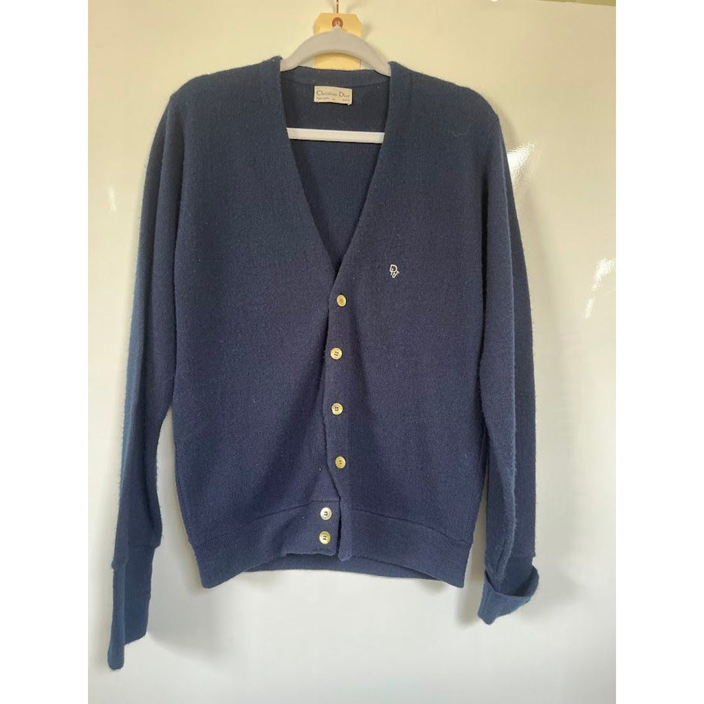 Christian Dior New York + Paris Navy Golf Sweater | 1970s | M