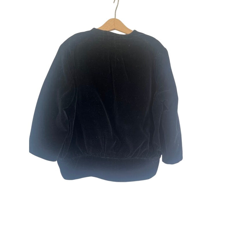 Vintage Black Velvet Cropped Evening Jacket 3/4 Sleeve Statement Button