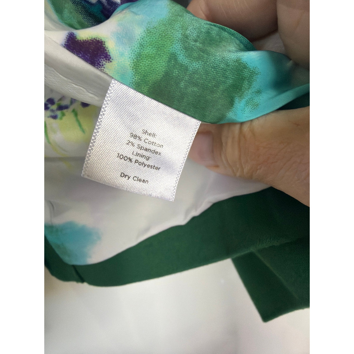 Talbots Petites Kelly Green Blazer Floral Lining Two Button Cotton Stretch 14P
