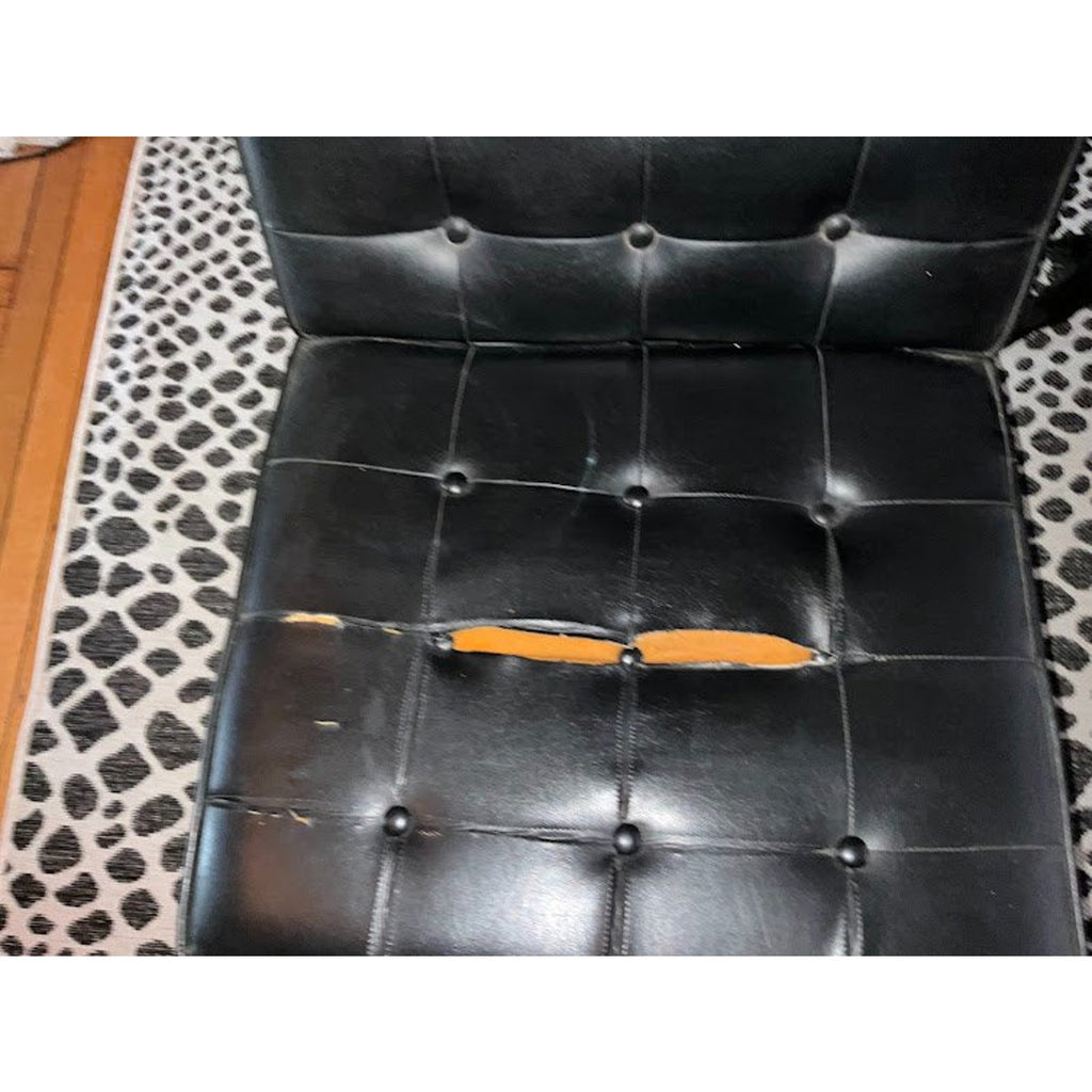 Sunday Pick Up - Hoboken Barcelona-Style Lounge Chair | Black Tufted Vinyl | MCM | sunday p/u  hoboken
